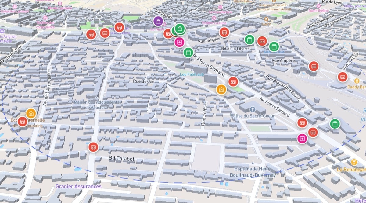 plan des commodités autour de l'appartement en vente