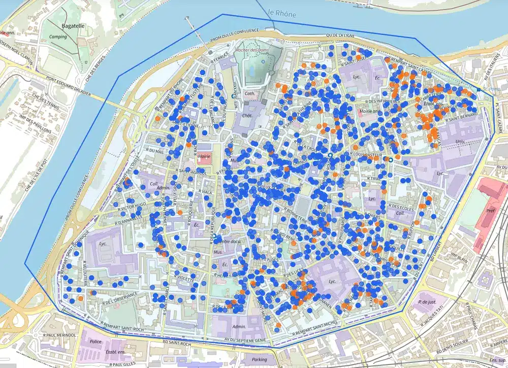 Dans l’intra-muros, les appartements (en bleu) représentent l’essentiel des ventes.